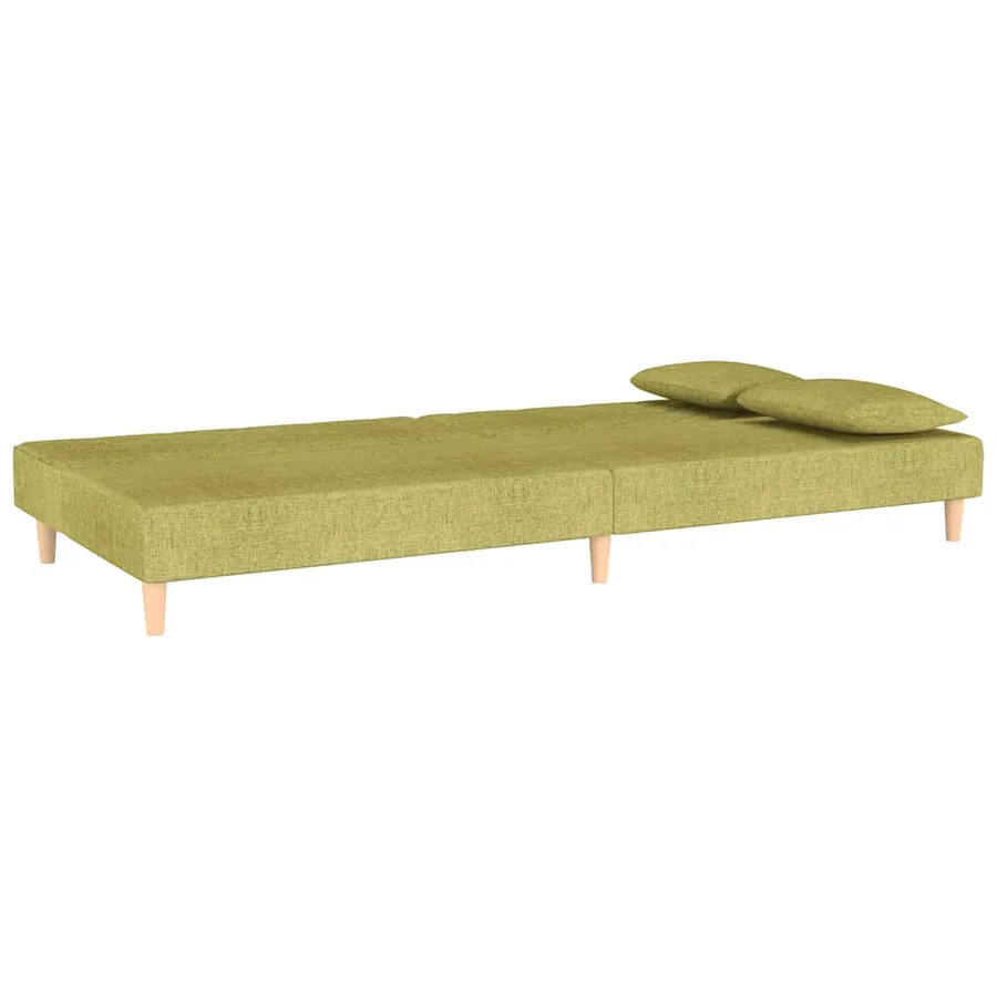 Canapé-lit à 2 places avec deux oreillers Vert Tissu - 6