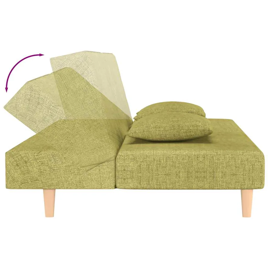 Canapé-lit à 2 places avec deux oreillers Vert Tissu - 7