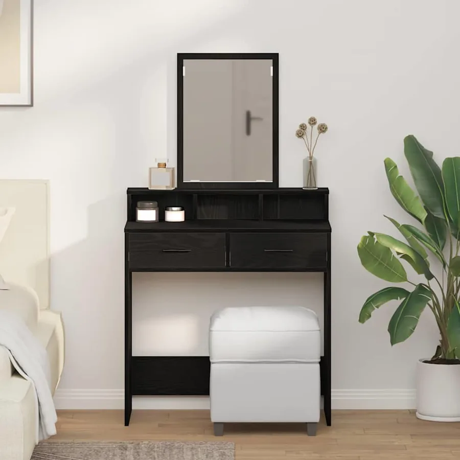 Table de Toilette Chêne noir 79 x 41 x 140 cm Bois d'ingénierie
