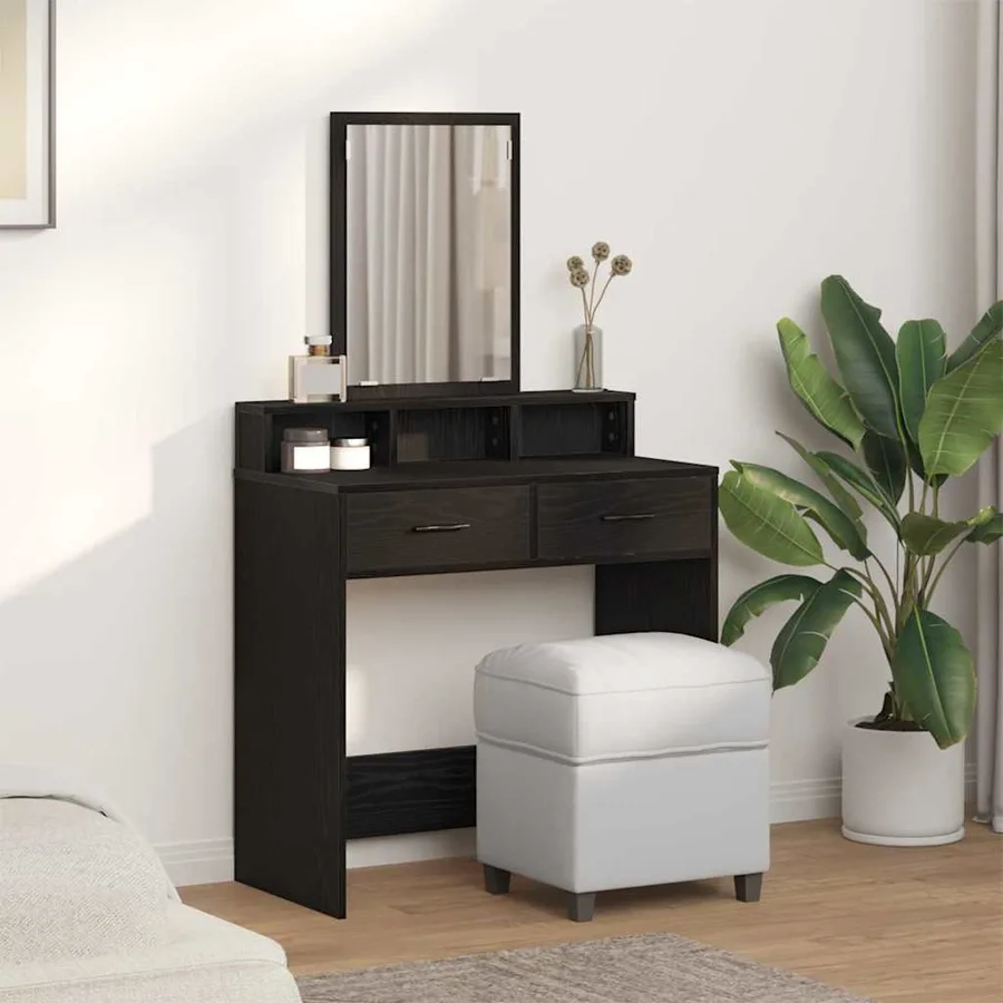 Table de Toilette Chêne noir 79 x 41 x 140 cm Bois d'ingénierie - 4