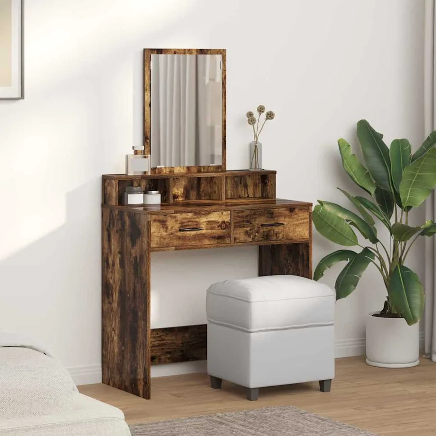 Table de Toilette Chêne fumé 79 x 41 x 140 cm Bois d'ingénierie - 4
