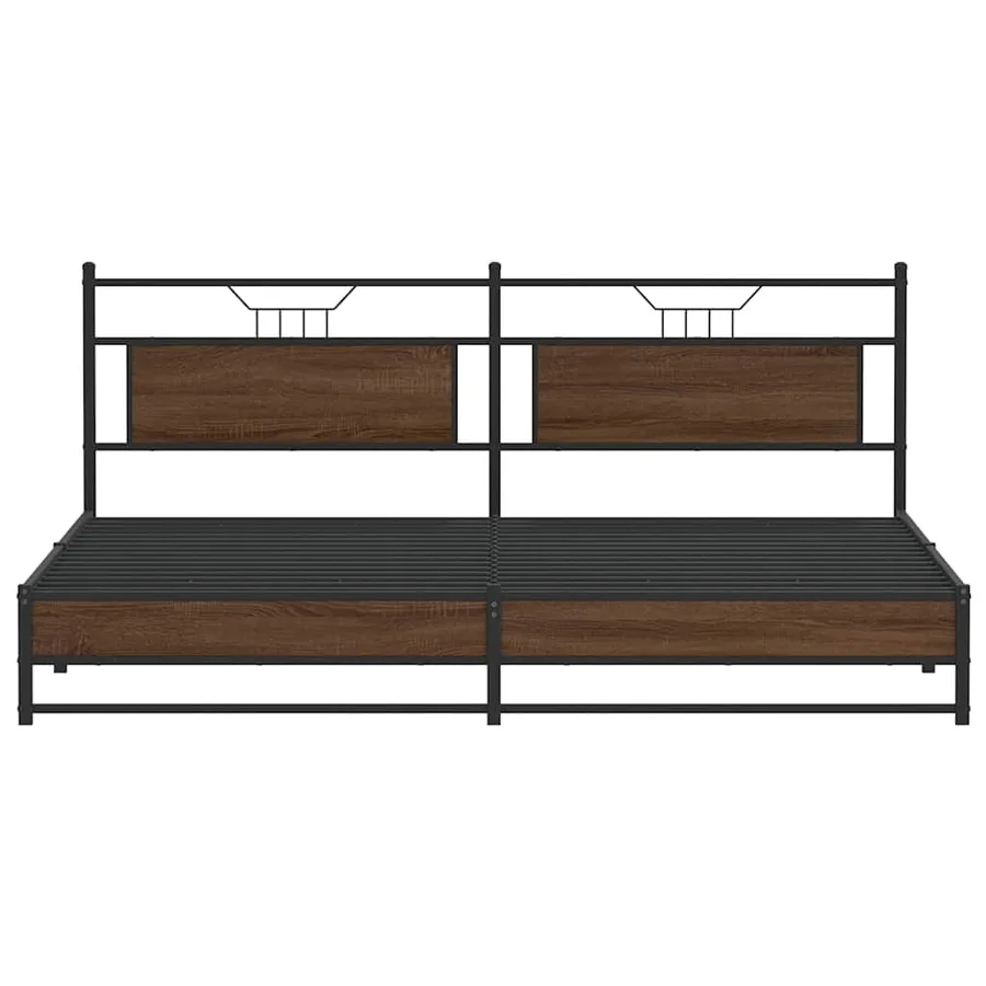 Cadre de lit en métal sans matelas chêne marron 193x201 cm - 6