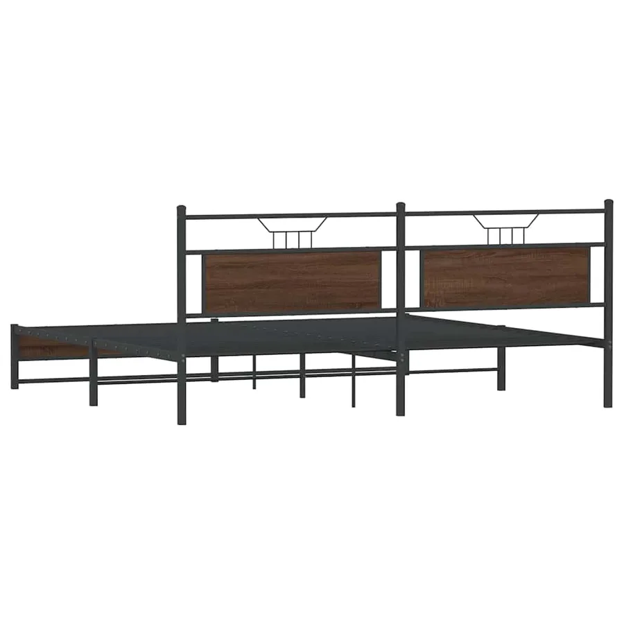 Cadre de lit en métal sans matelas chêne marron 193x201 cm - 8