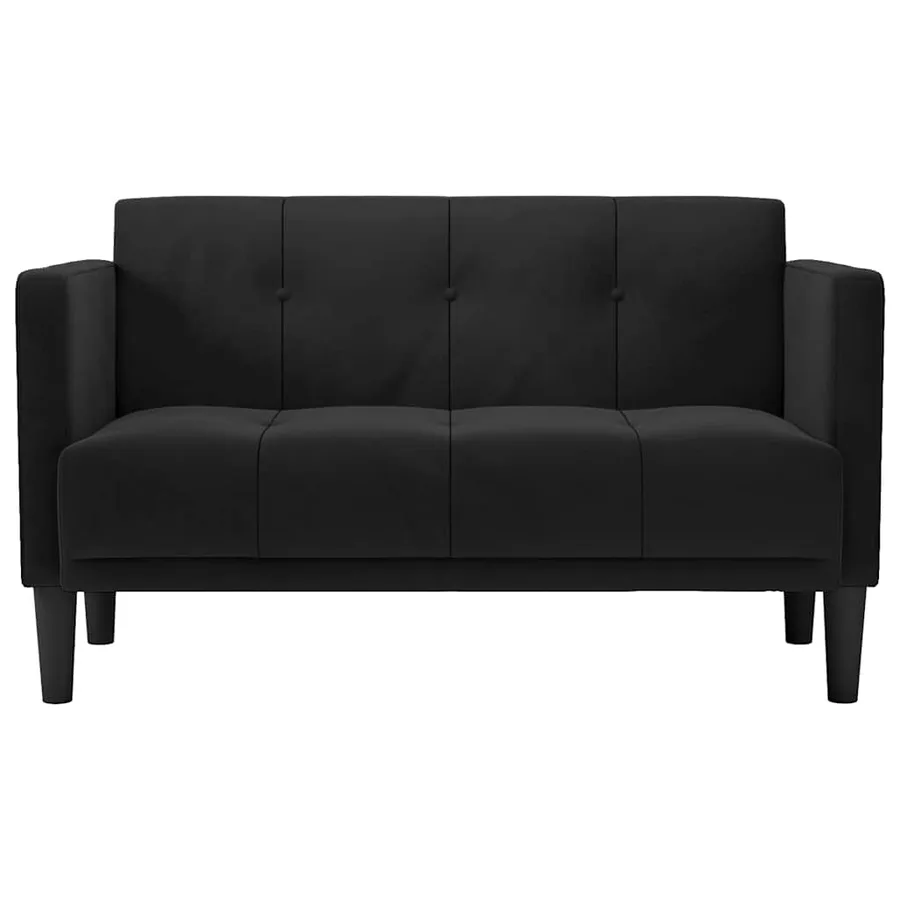 Canapé deux places noir 111 cm velours - 3