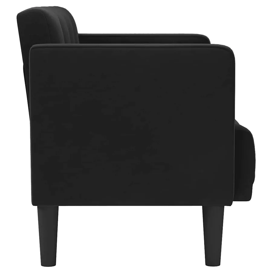Canapé deux places noir 111 cm velours - 4