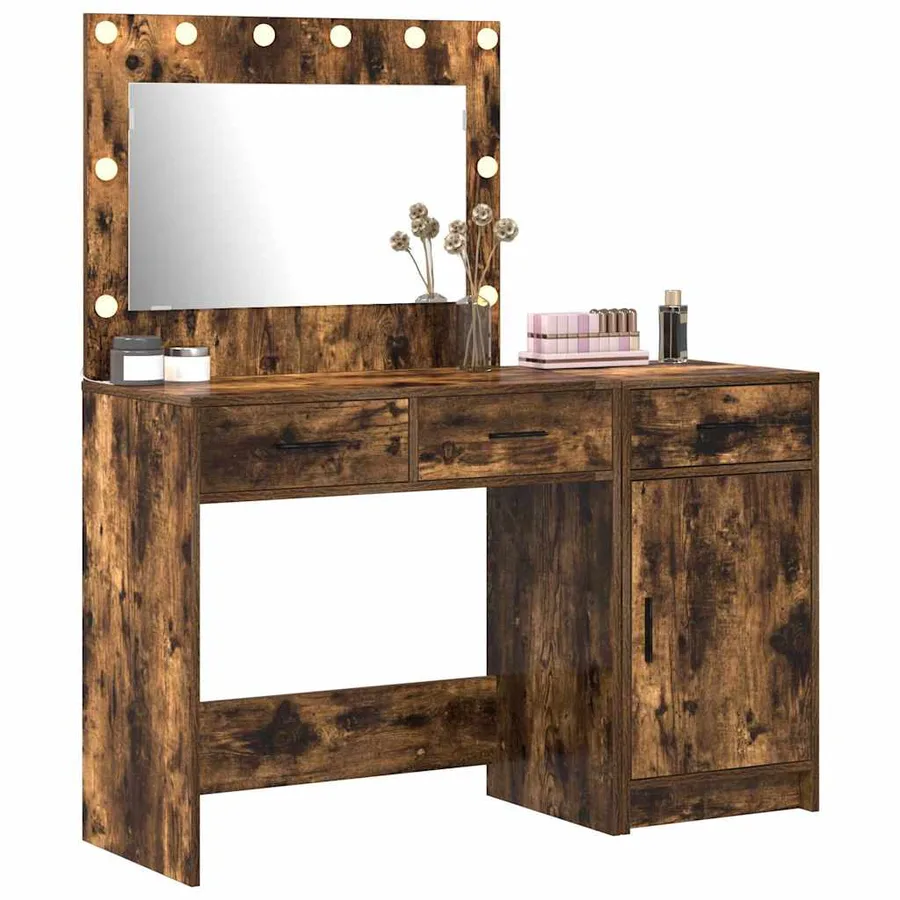 Table de Toilette avec tiroir 2 pcs Marron Bois d'ingénierie - 3