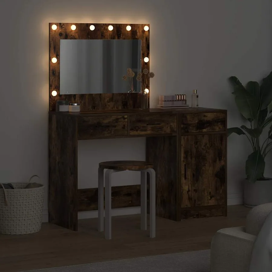 Table de Toilette avec tiroir 2 pcs Marron Bois d'ingénierie - 4