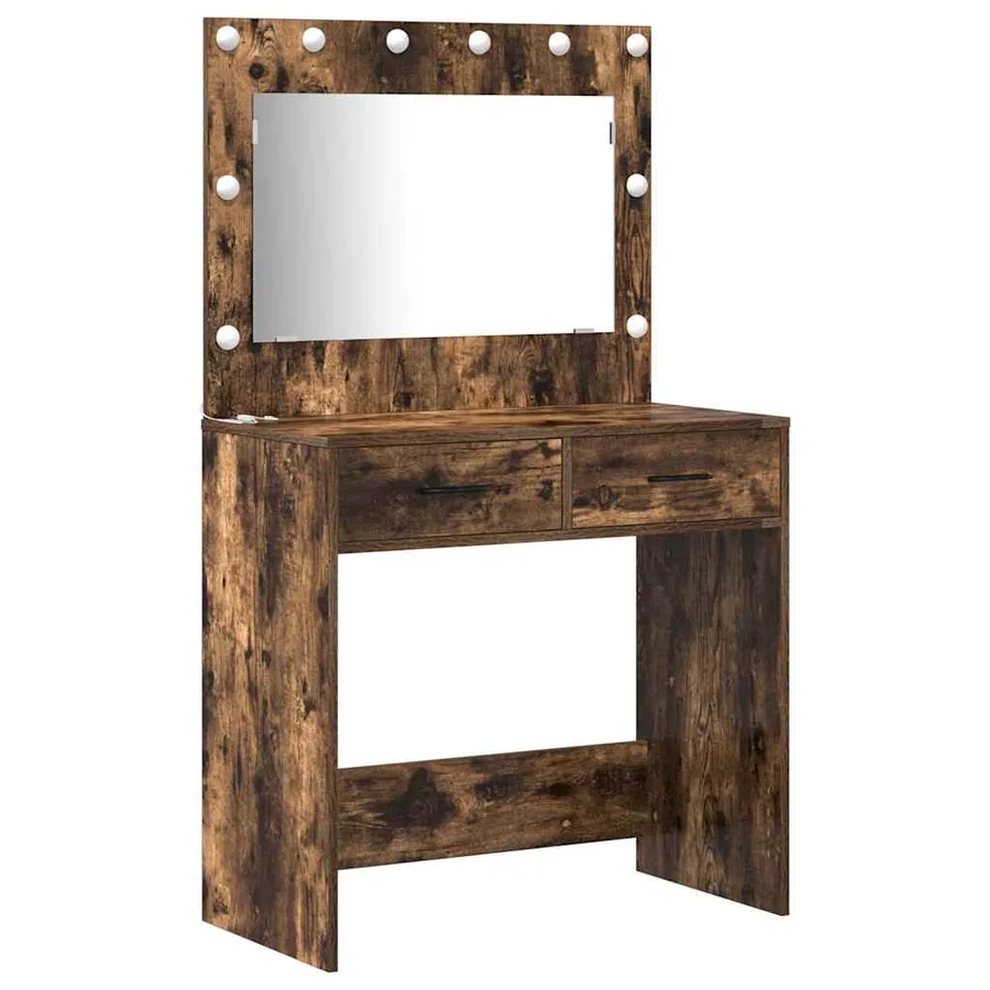 Table de Toilette avec tiroir 2 pcs Marron Bois d'ingénierie - 5
