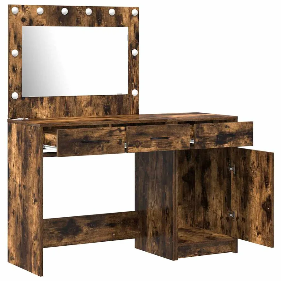 Table de Toilette avec tiroir 2 pcs Marron Bois d'ingénierie - 6