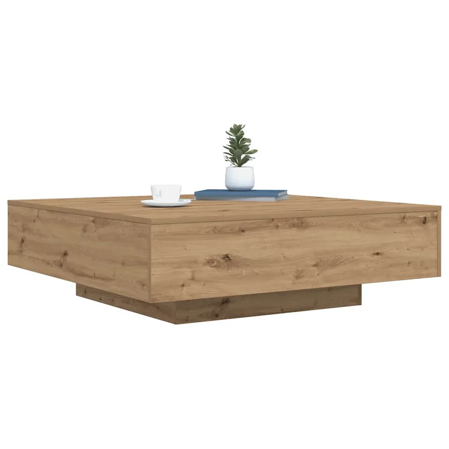 Table basse Chêne artisanal 100 x 100 x 31 cm Bois d'ingénierie - 3