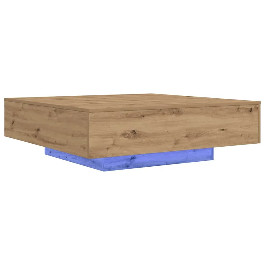 Table basse Chêne artisanal 100 x 100 x 31 cm Bois d'ingénierie - 4