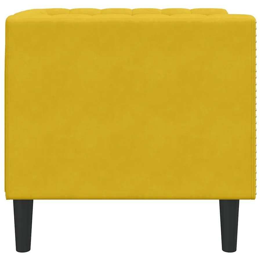 Fauteuil Chesterfield jaune velours - 5