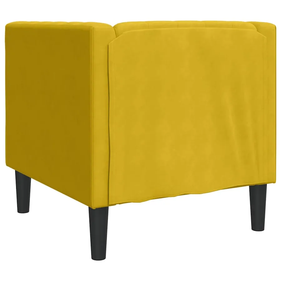 Fauteuil Chesterfield jaune velours - 6