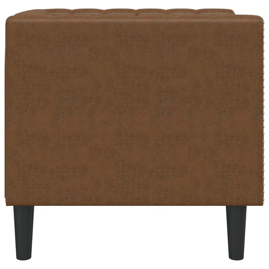 Fauteuil Chesterfield marron similicuir daim - 5