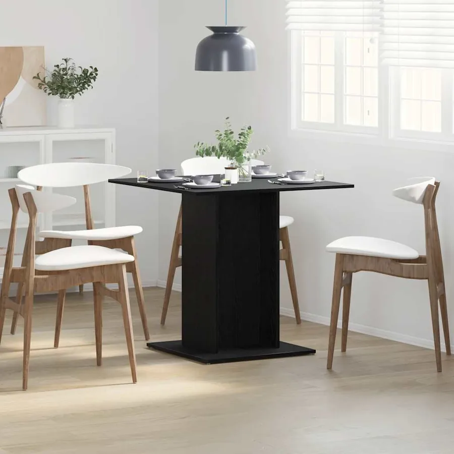 Table de salle à manger en chêne noir 80x80x75 cm bois d'ingénierie