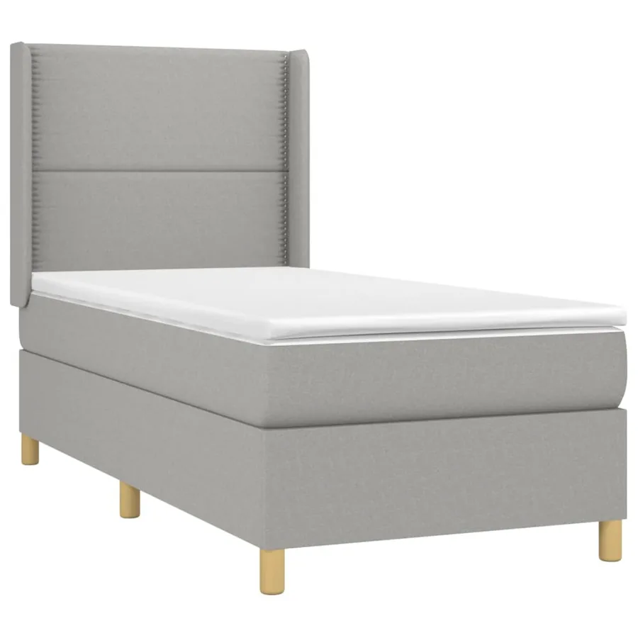 Sommier à lattes de lit matelas LED Gris clair 90x190cm Tissu - 4