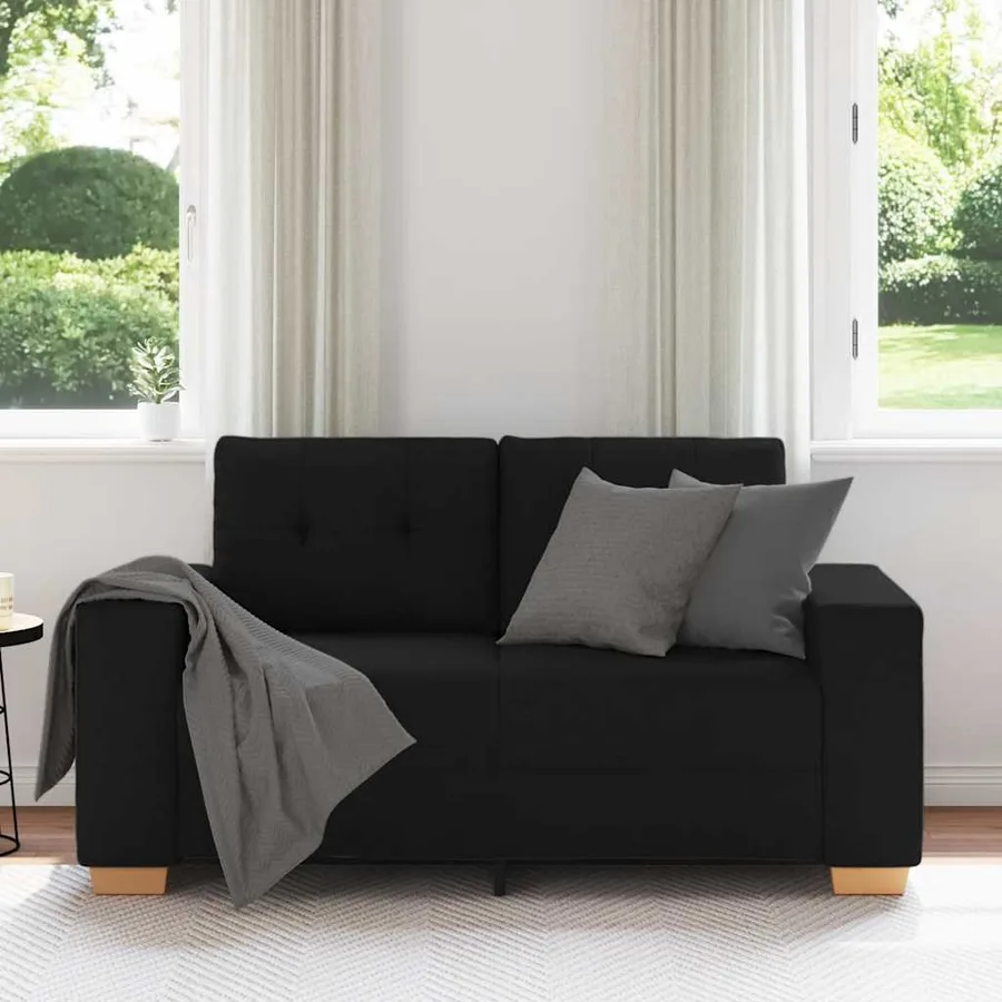 Canapé deux places noir 160x77x82 cm en tissu - 3