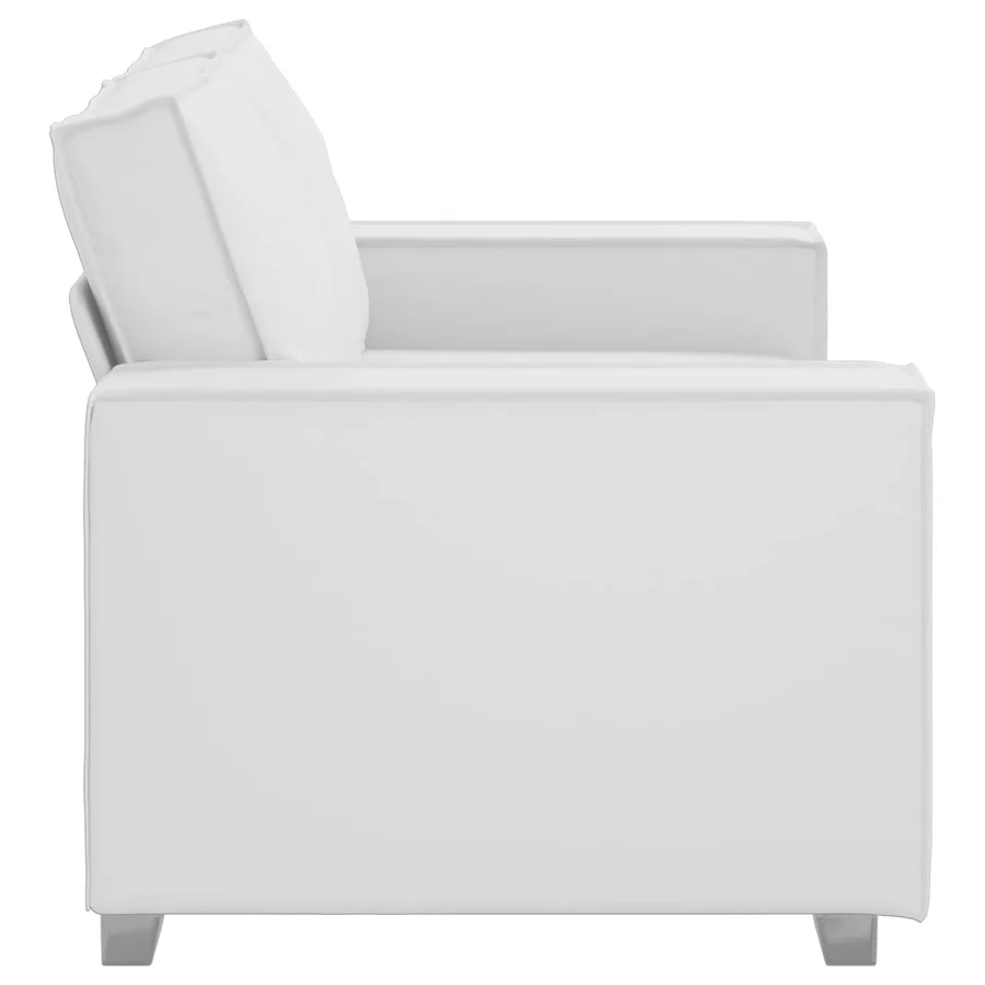 Canapé deux places Blanc 160 cm Simili cuir - 3