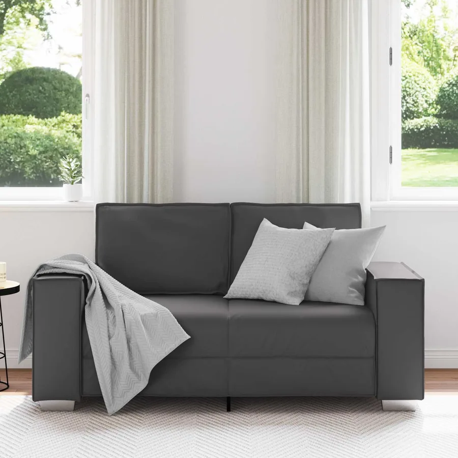 Canapé deux places Gris 160 cm Simili cuir - 3
