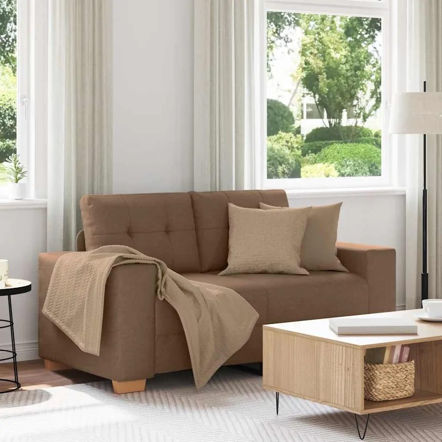 Canapé deux places marron 160x77x82 cm en tissu