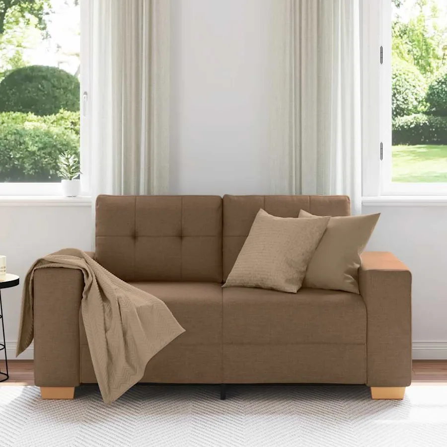 Canapé deux places marron 160x77x82 cm en tissu - 3