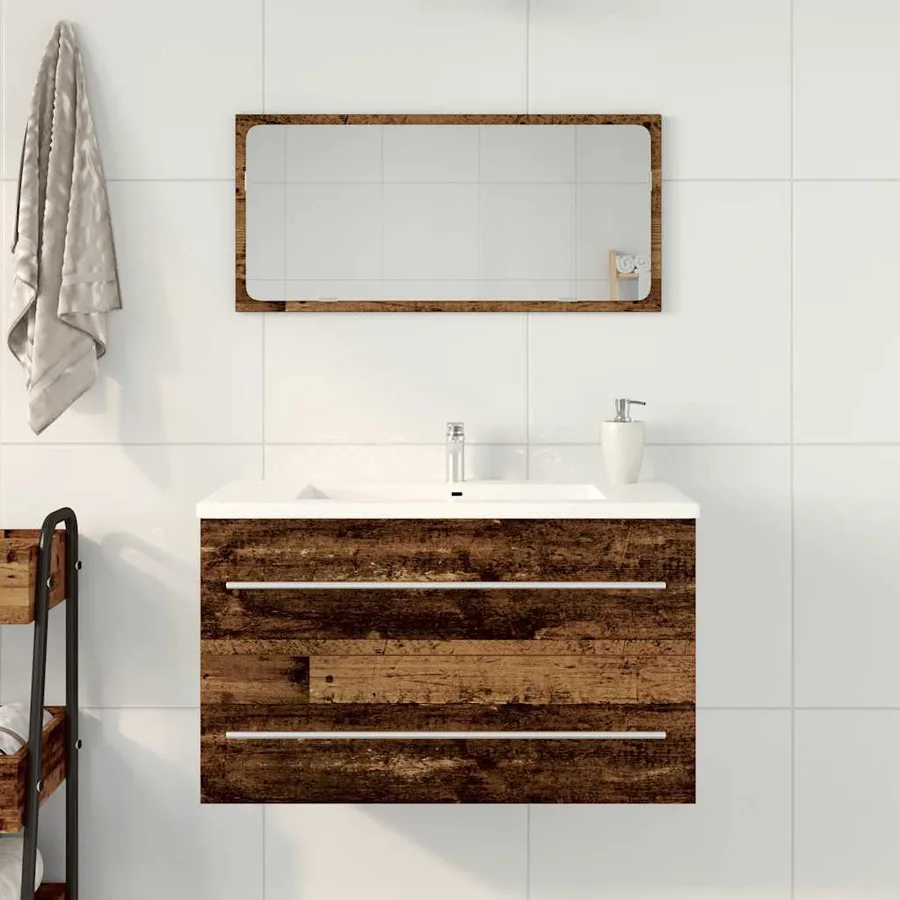 Meuble sous-vasque de salle de bain en bois ancien 80 x 38,5 x 48 cm bois d'ingénierie - 3