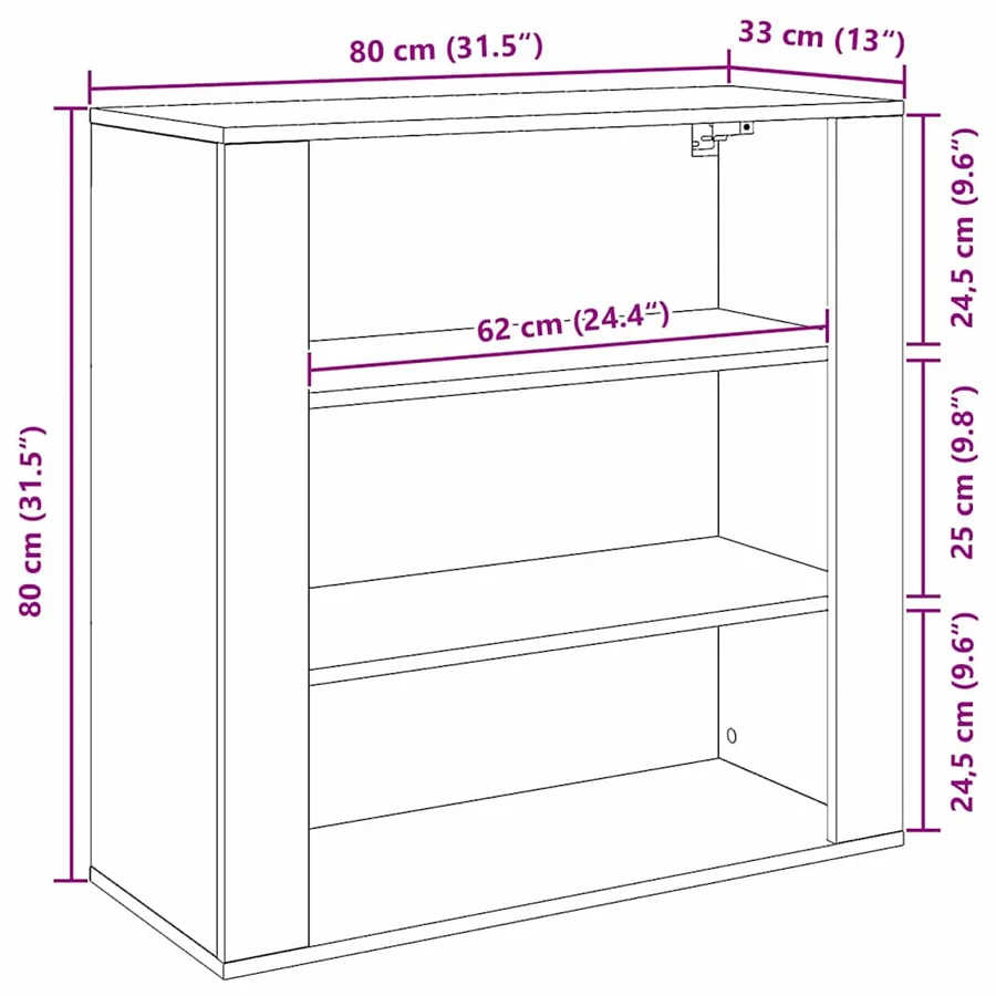 Meuble mural Chêne noir 80 x 33 x 80 cm Bois d'ingénierie - 11