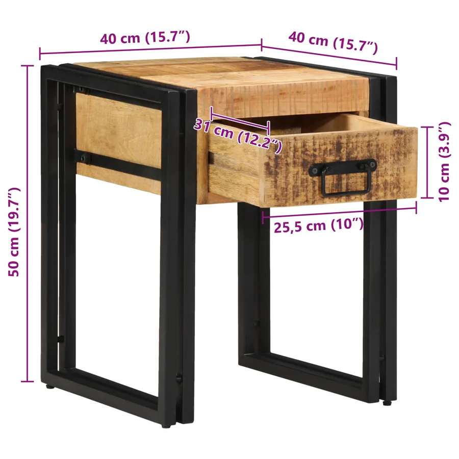 Table d'appoint 40 x 40 x 50 cm Bois de mangue massif - 6