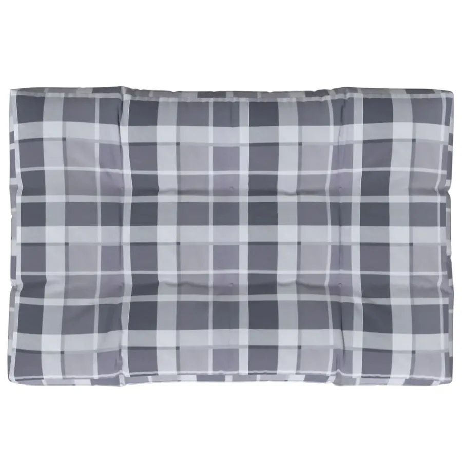 Coussin de palette motif à carreaux gris 120x80x12 cm tissu - 2