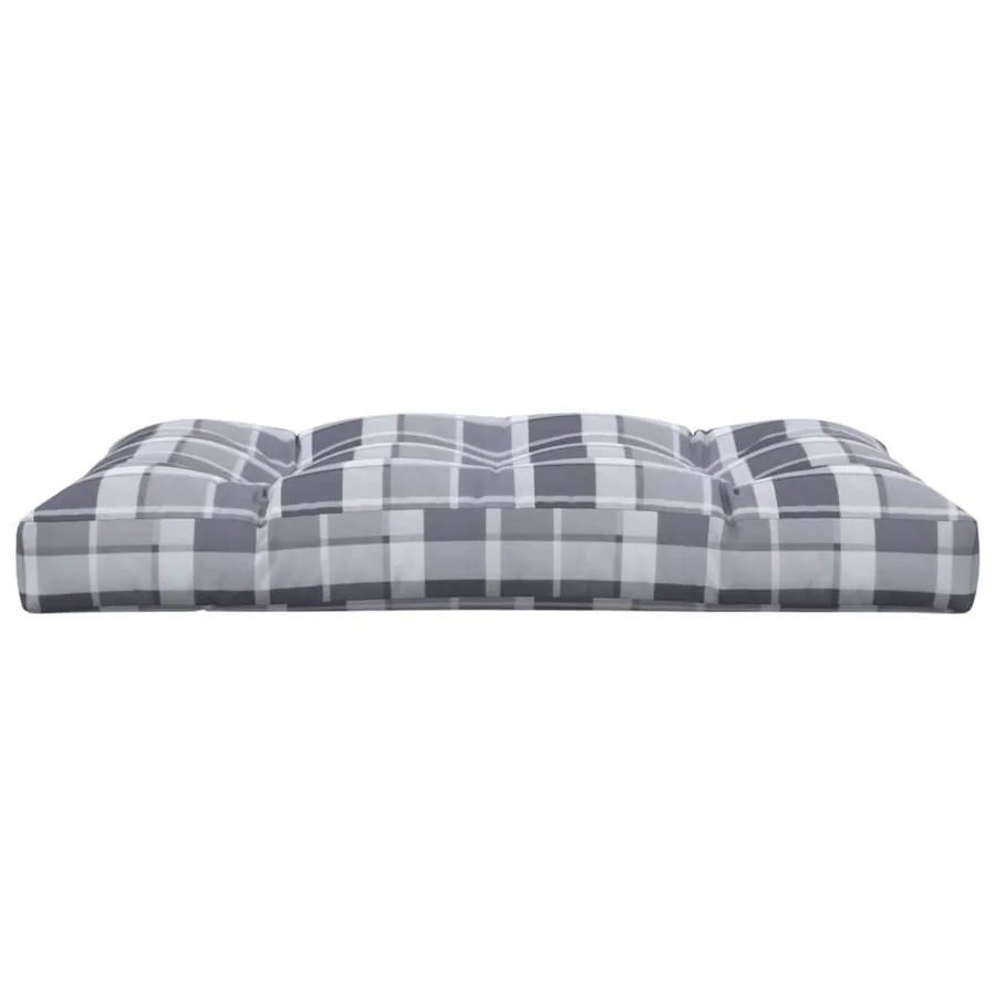 Coussin de palette motif à carreaux gris 120x80x12 cm tissu - 5