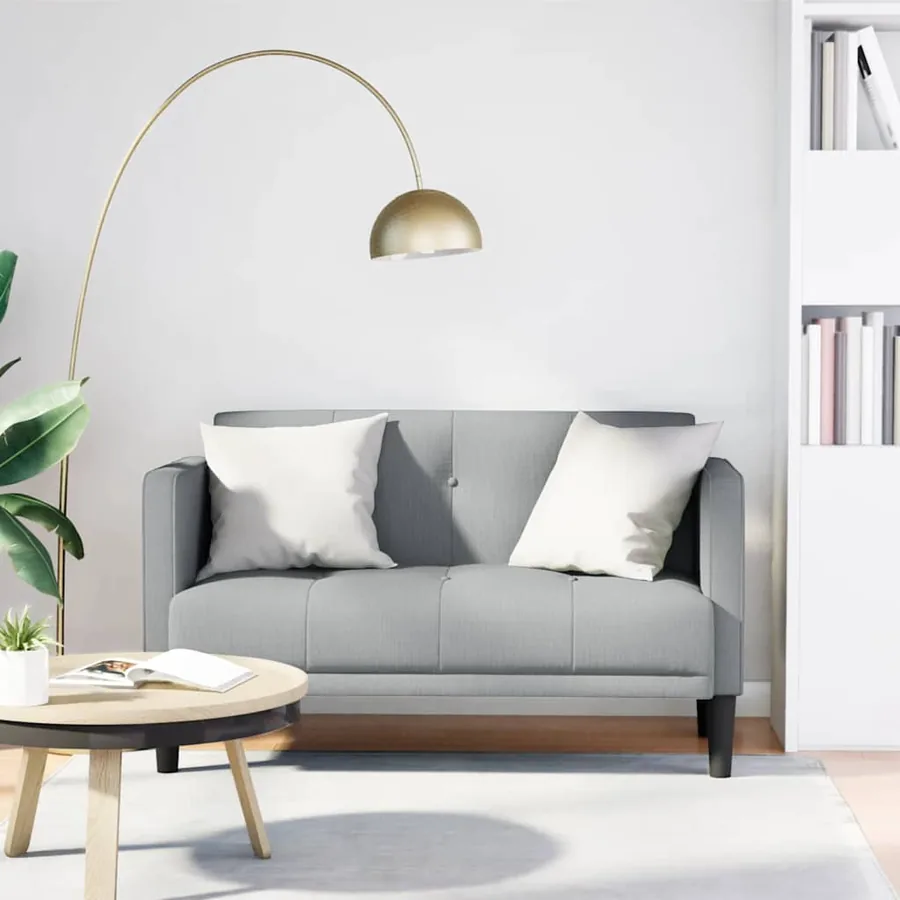 Canapé deux places gris clair 111 cm en tissu
