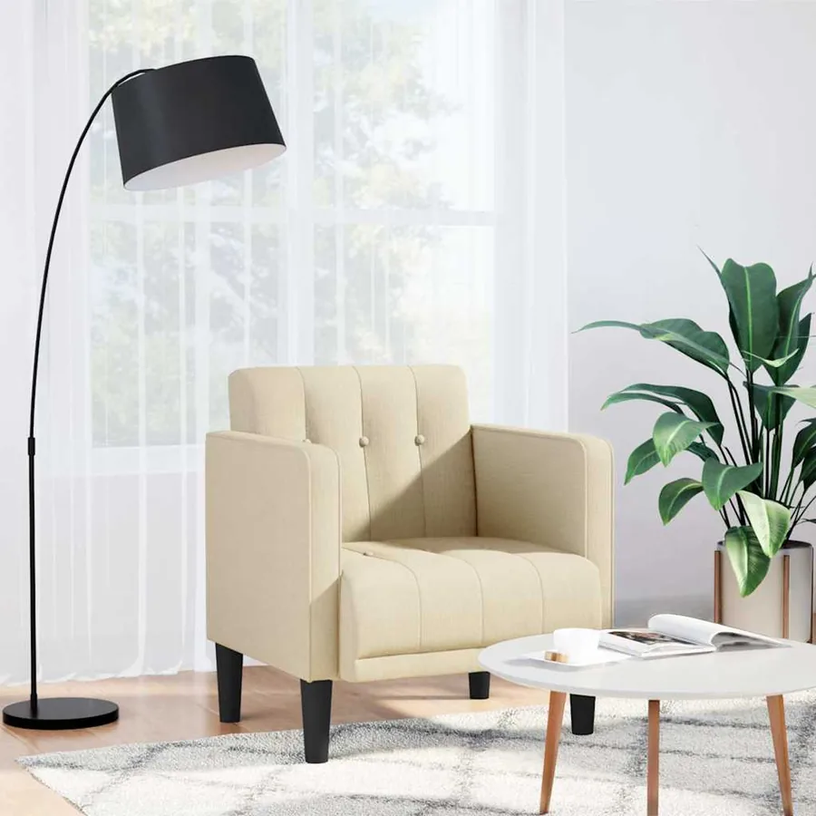 Fauteuil canapé avec accoudoirs tissu crème 53 cm