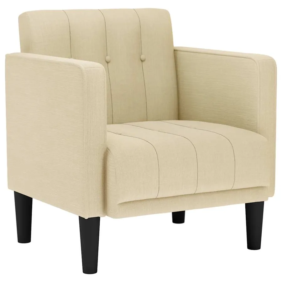 Fauteuil canapé avec accoudoirs tissu crème 53 cm - 2
