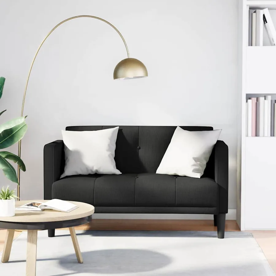 Canapé deux places noir 111 cm en tissu