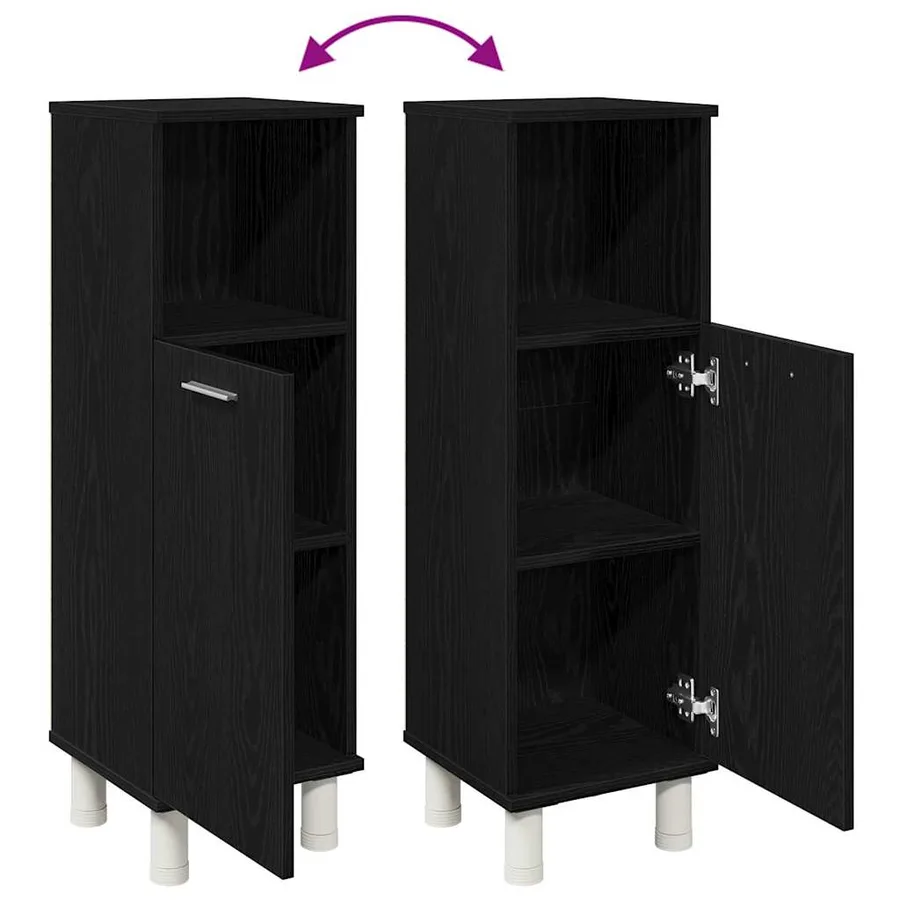 Cabinet de salle de bain avec porte Chêne noir 30 x 30 x 95 cm - 8