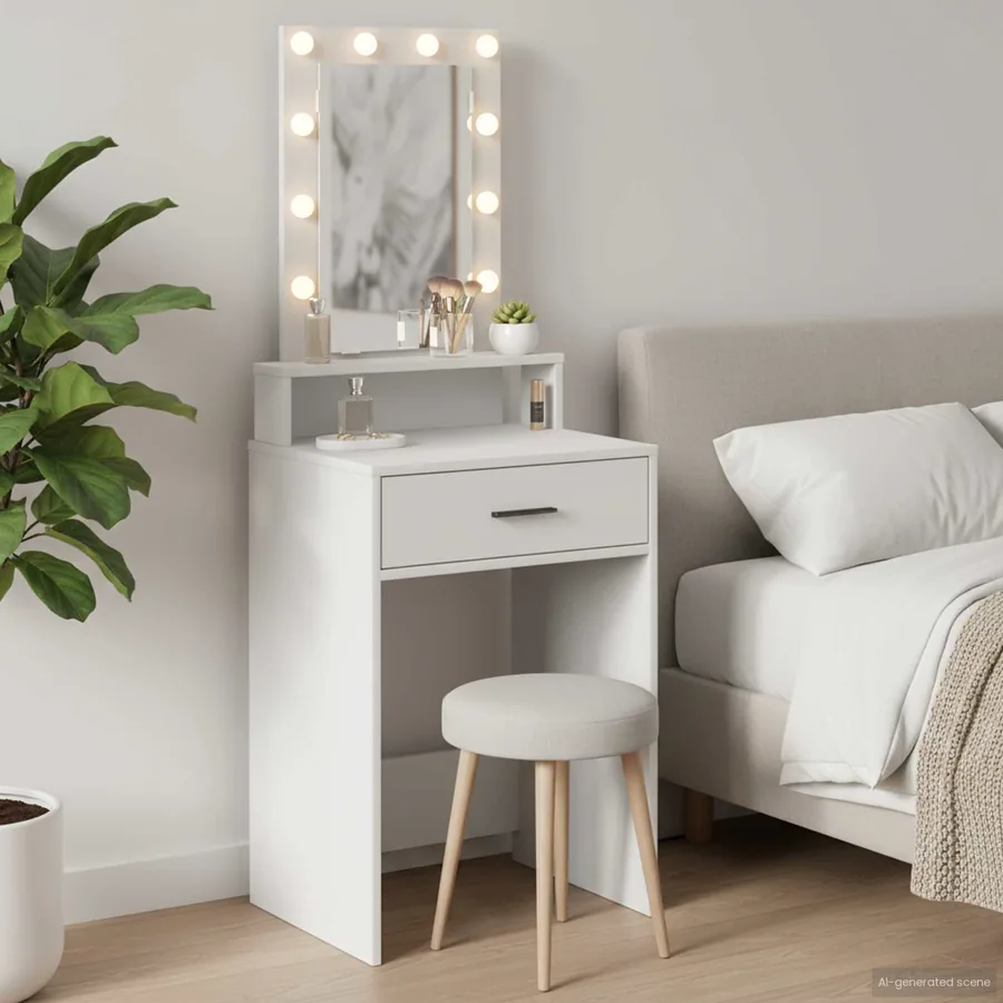 Table de Toilette Blanc 50 x 41 x 140 cm Bois d'ingénierie