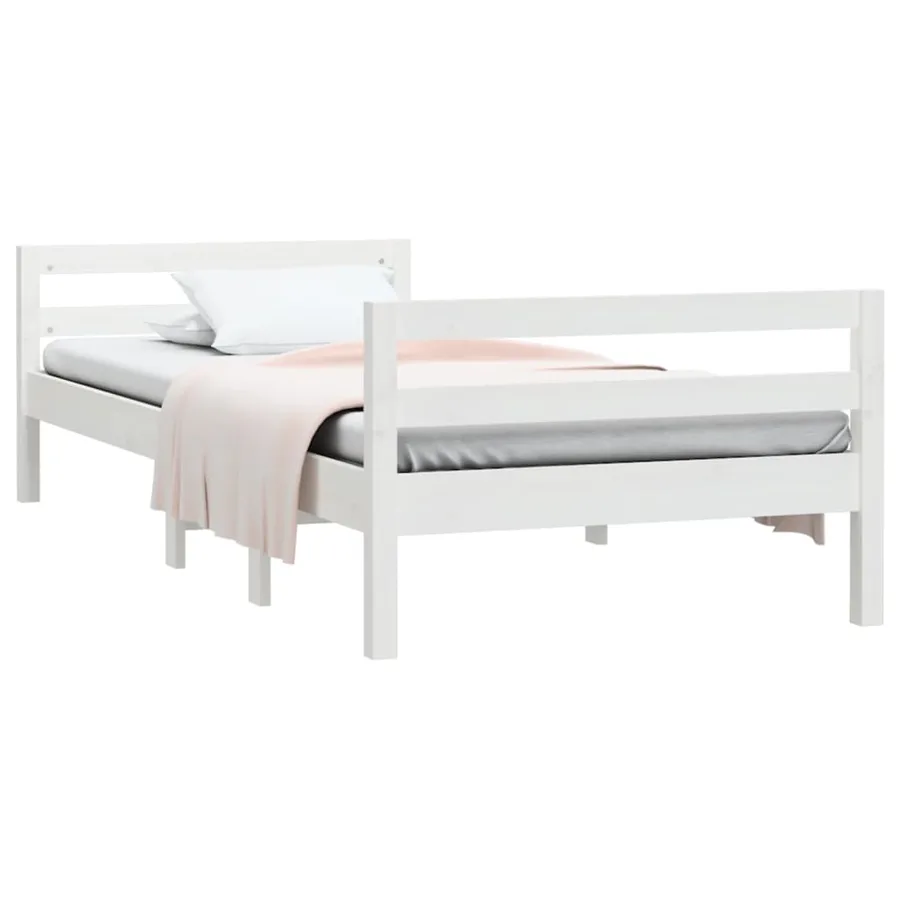 Cadre de lit sans matelas blanc 90x200 cm bois de pin massif - 3