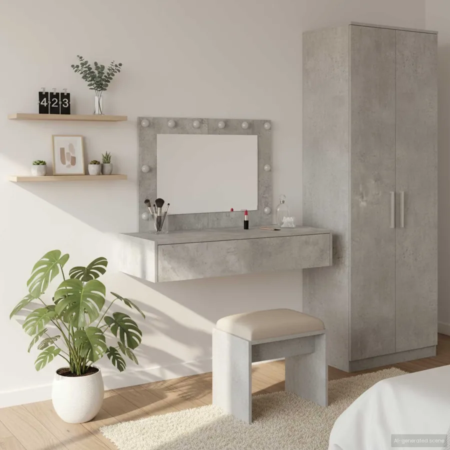 Table de Toilette Gris 100 x 40 x 70 cm Bois d'ingénierie