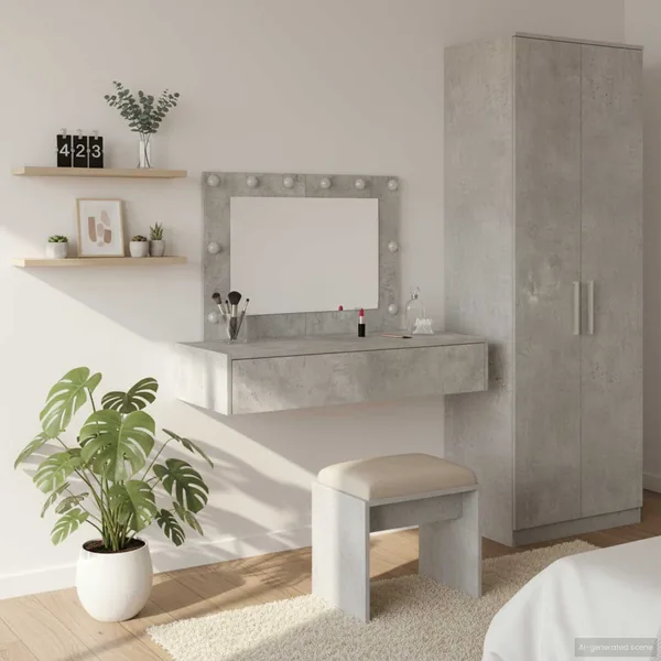 Table de Toilette Gris 100 x 40 x 70 cm Bois d'ingénierie