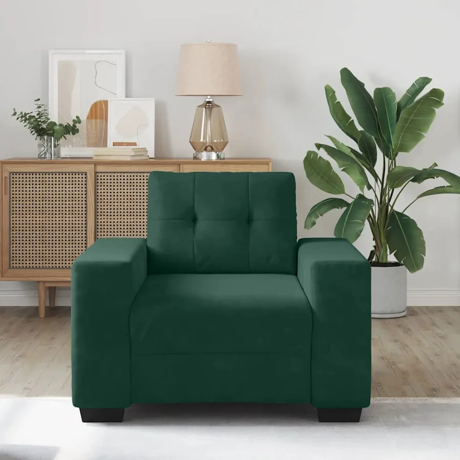 Fauteuil/canapé vert foncé 100x78x80 cm velours - 3