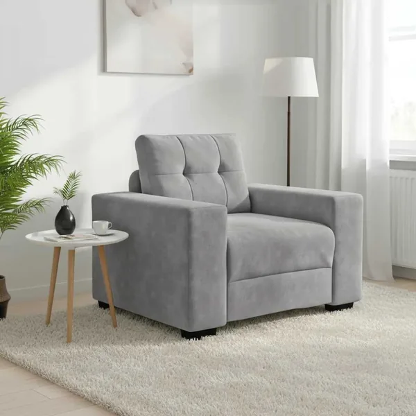Fauteuil Gris clair 100x78x80 cm Velours