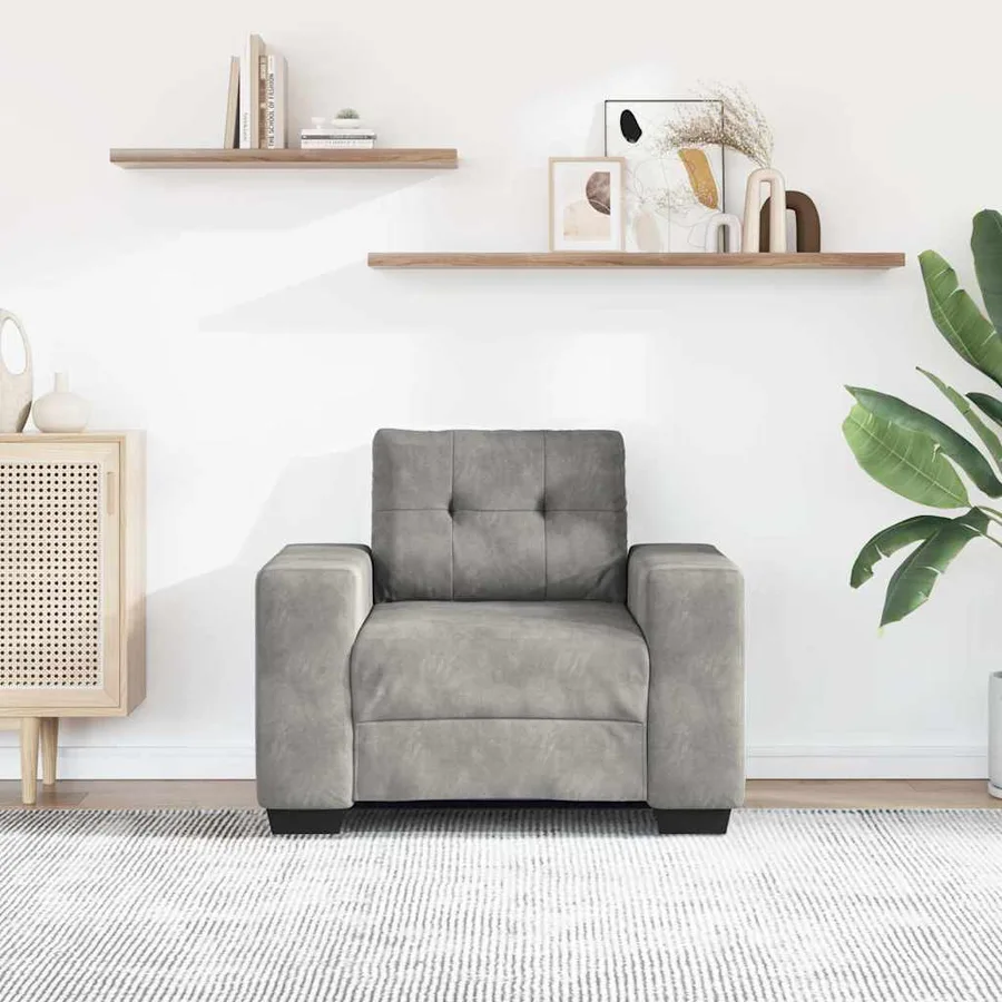 Fauteuil Gris clair 100x78x80 cm Velours - 3