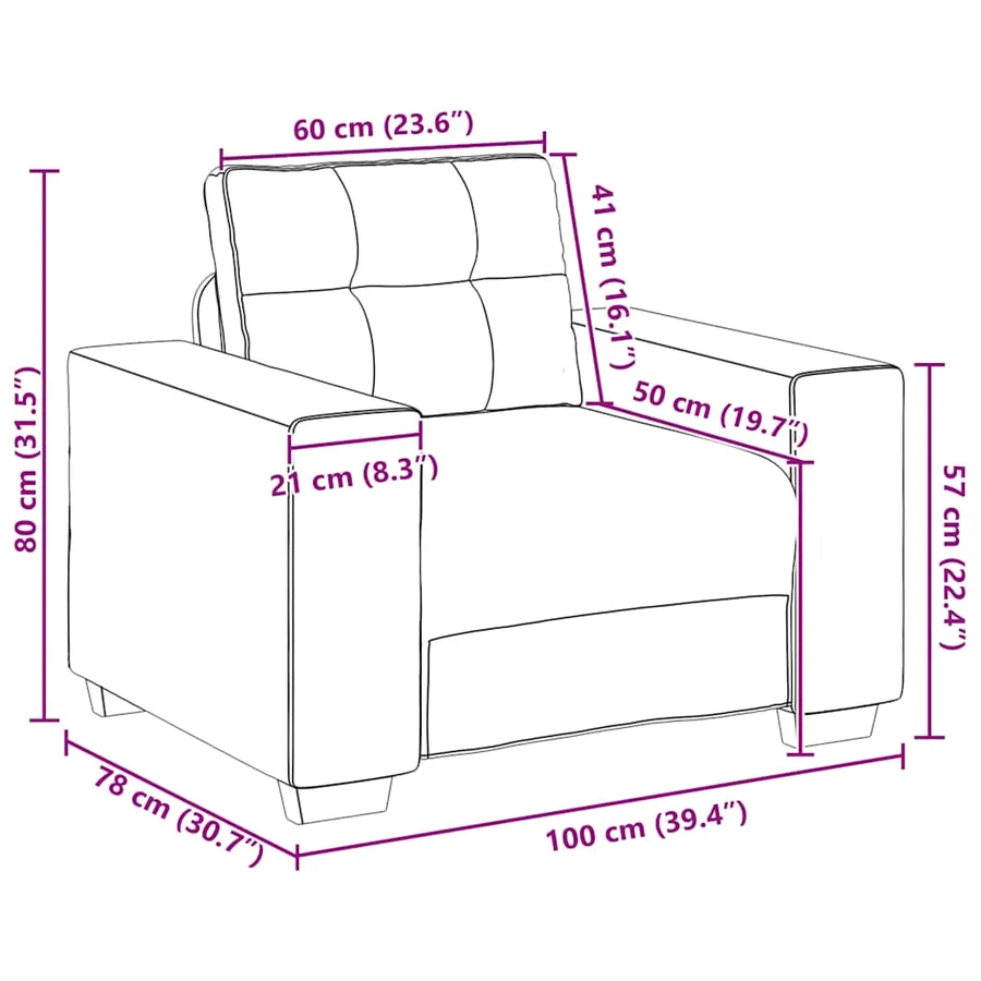 Fauteuil Gris clair 100x78x80 cm Velours - 9