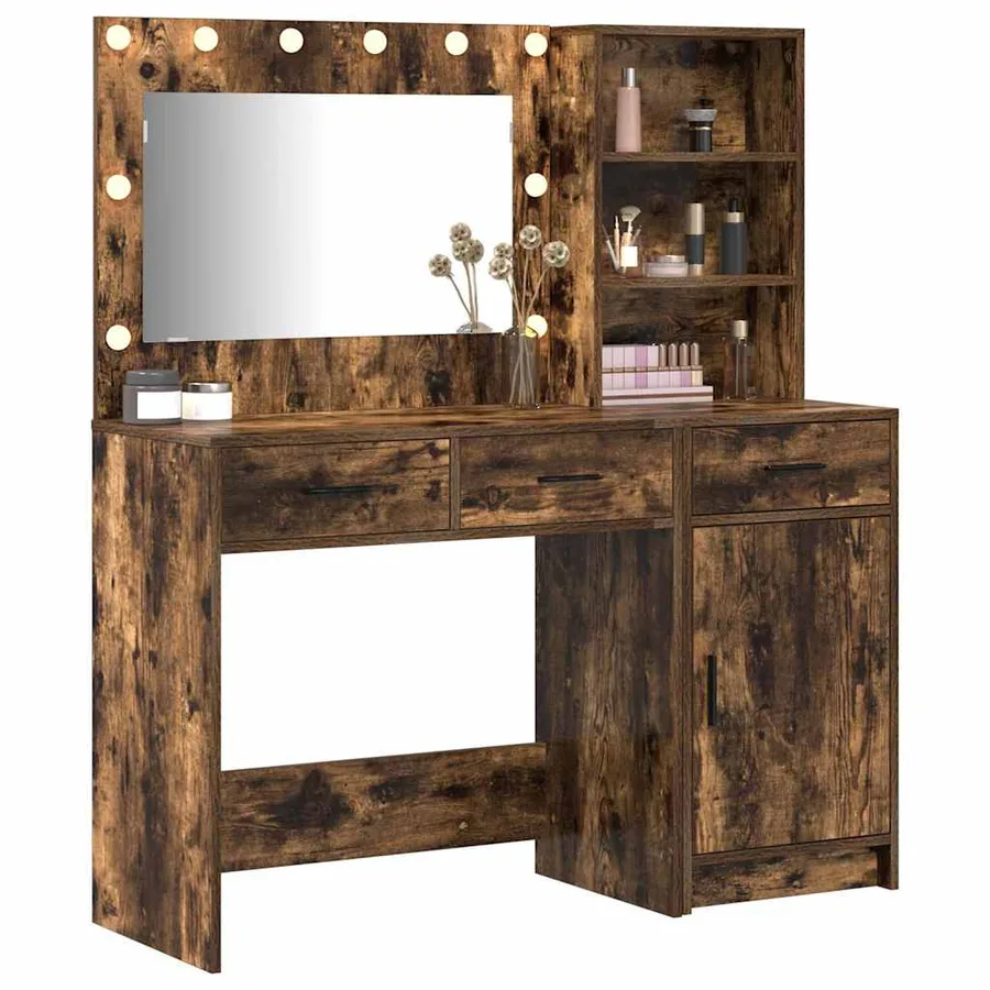 Table de Toilette avec tiroir 2 pcs Marron Bois d'ingénierie - 3