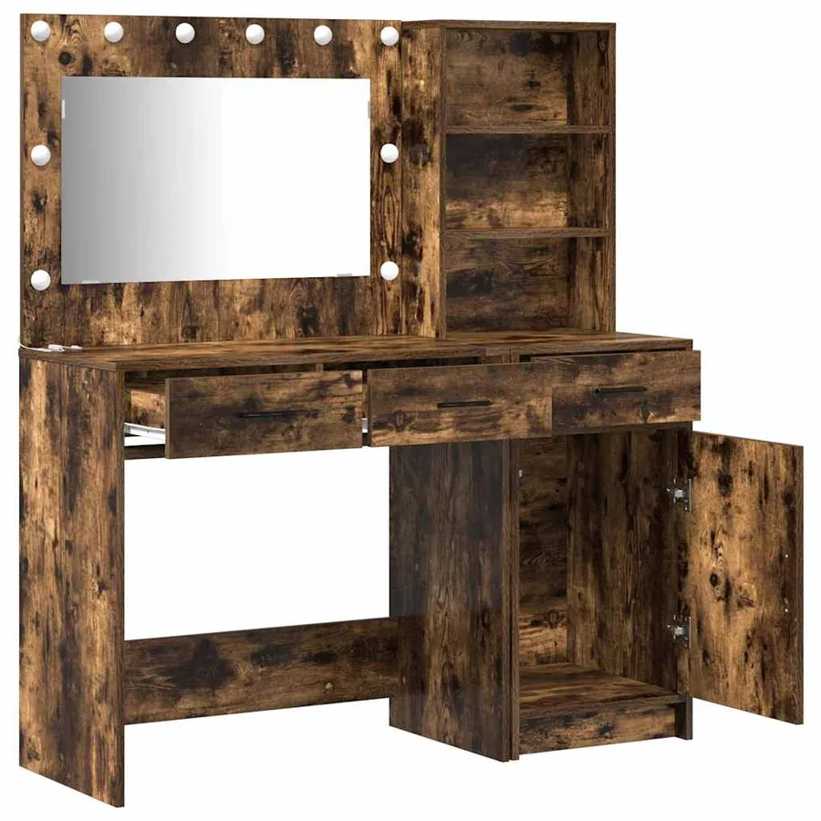 Table de Toilette avec tiroir 2 pcs Marron Bois d'ingénierie - 7