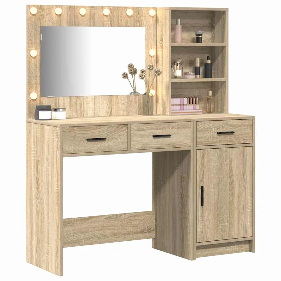 Table de Toilette avec tiroir 2 pcs Marron Bois d'ingénierie - 3