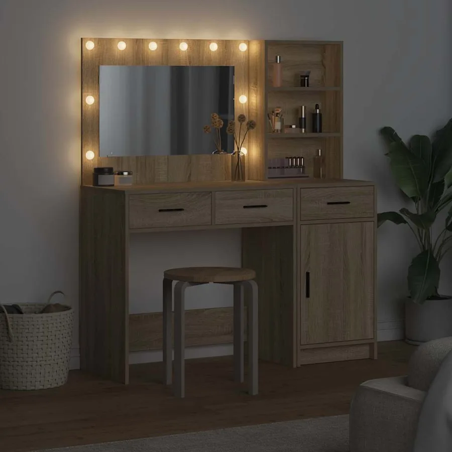 Table de Toilette avec tiroir 2 pcs Marron Bois d'ingénierie - 4