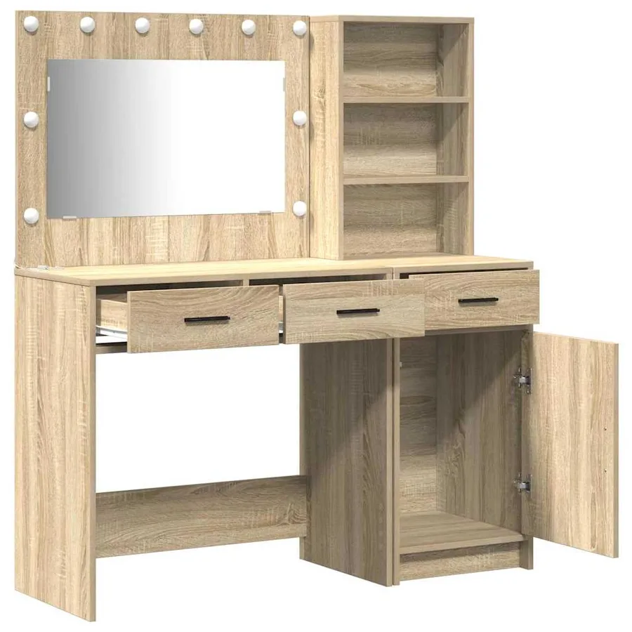 Table de Toilette avec tiroir 2 pcs Marron Bois d'ingénierie - 7