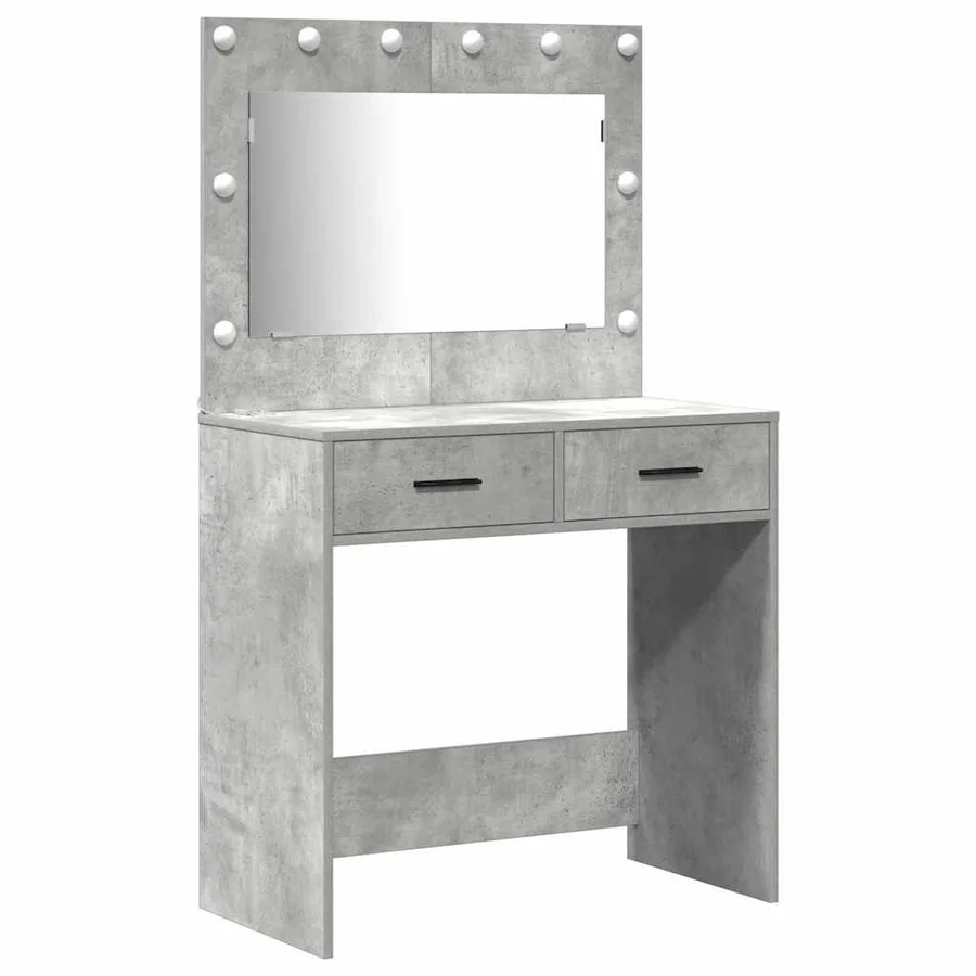 Ensemble de table de maquillage avec LED 3 pcs Gris béton - 5