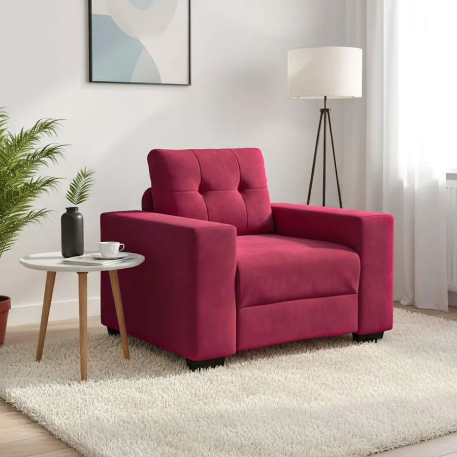 Canapé/Fauteuil rouge bordeaux 100x78x80 cm velours